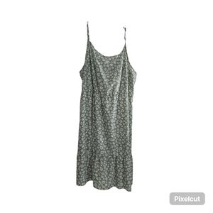 Shein Green & White Floral Adjustable Spaghetti Strap Dress, XXL (US size 14)